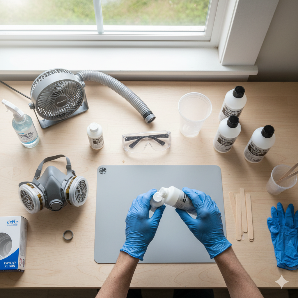 Seguridad y ventilación al trabajar con resina